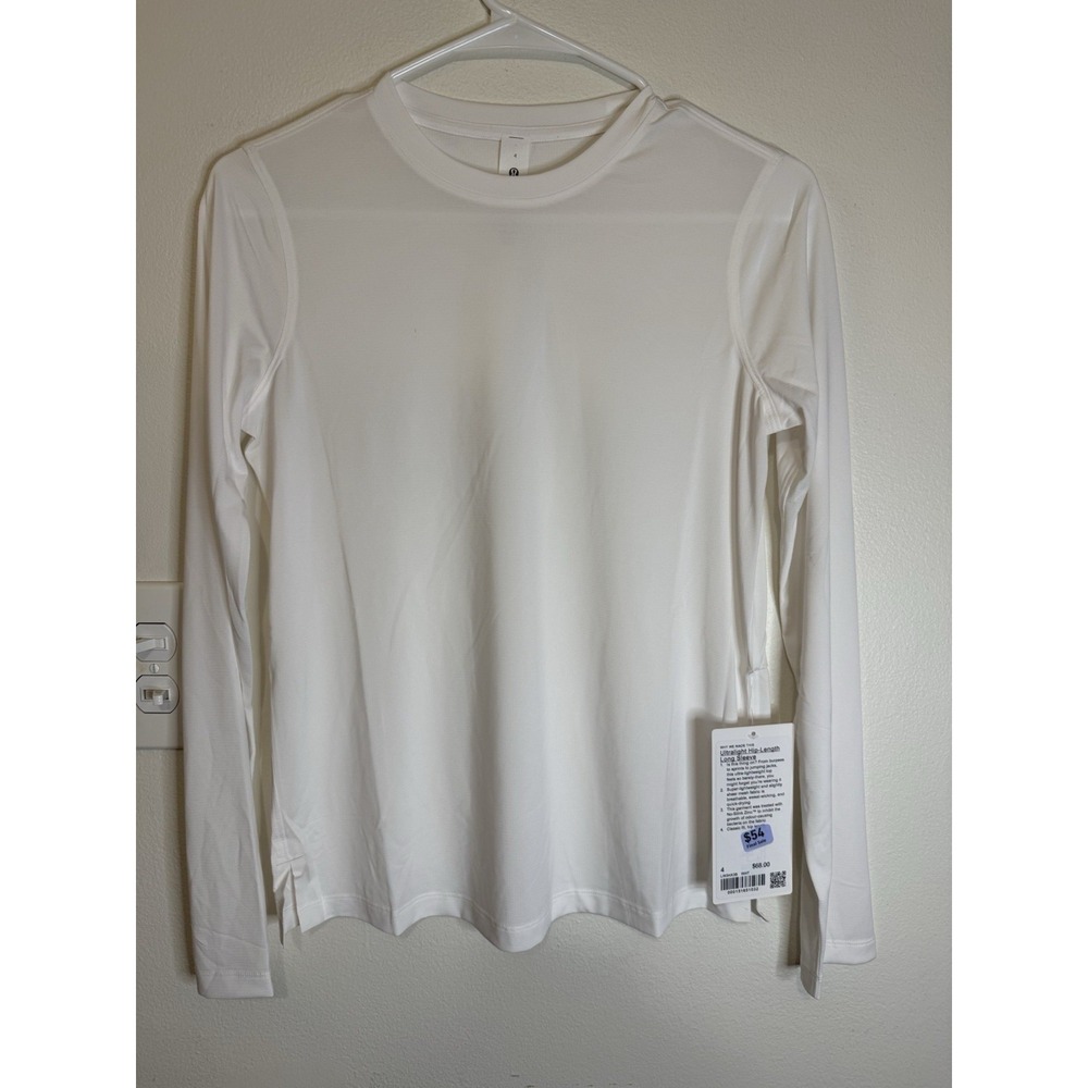 Lululemon Ultralight‎ Hip-Length Long-Sleeve Shirt White Size 4 NWT